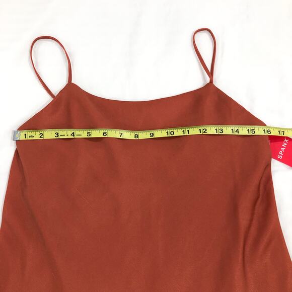 NWT SPANX Carefree Crepe Reversible Slip Midi Dress Coral Orange Sedona - Picture 9 of 14